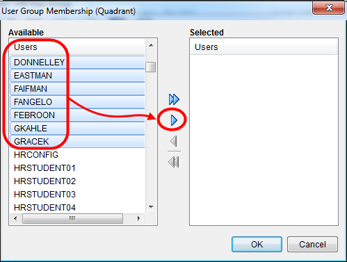 user group membership dialog